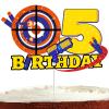 Dart Gun Cake Topper 5 for Boys Girls 5th Birthday Dart War Party Supplies Target Bullet Cake Decorations Target Gun Fifth Birthday Cake Decor Gun Theme Party Supplies view 1