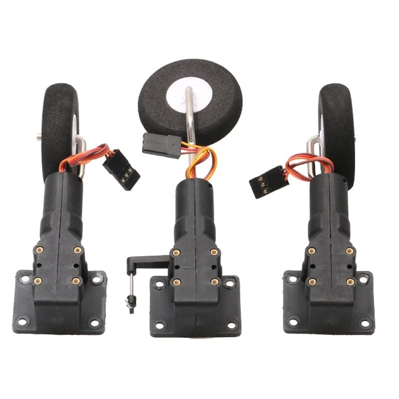 DKNTZO Electronic Landing Gear, 25g Servo Metal Digital Servoless Electronic Worm Retractable Nose-Wheel Tricycle Landing Gear Set for RC SU27 Fixed Wing Airplane Plane Model Drone Accessories