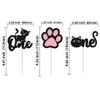 24pcs One Cupcake Toppers - Black Glitter Cat Frist Birthday Cupcake Picks Decorations for Cat Lover Kitten Theme Baby Shower Kids 1st Birthday wedding Party Supplies view 2
