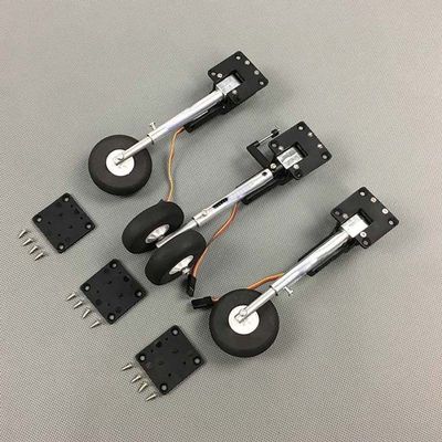 DKNTZO Electronic Landing Gear, 1 Set Height 120mm 40g Level Electronic Retractable Metal Landing Gear Shock-Absorbent Front Wheel for RC Fixed Wing Airplane Plane Model Drone Accessories Part
