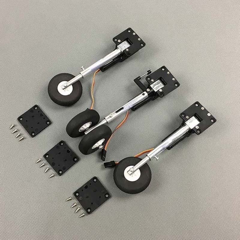 DKNTZO Electronic Landing Gear, 1 Set Height 120mm 40g Level Electronic Retractable Metal Landing Gear Shock-Absorbent Front Wheel for RC Fixed Wing Airplane Plane Model Drone Accessories Part