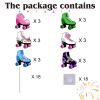 18pcs Roller Skate Cupcake Toppers for Boys Girls Baby Shower Throwback 1990s Party Favors Cupcake Decorations 90s 80s Roller Skating Happy Birthday Party Supplies view 4