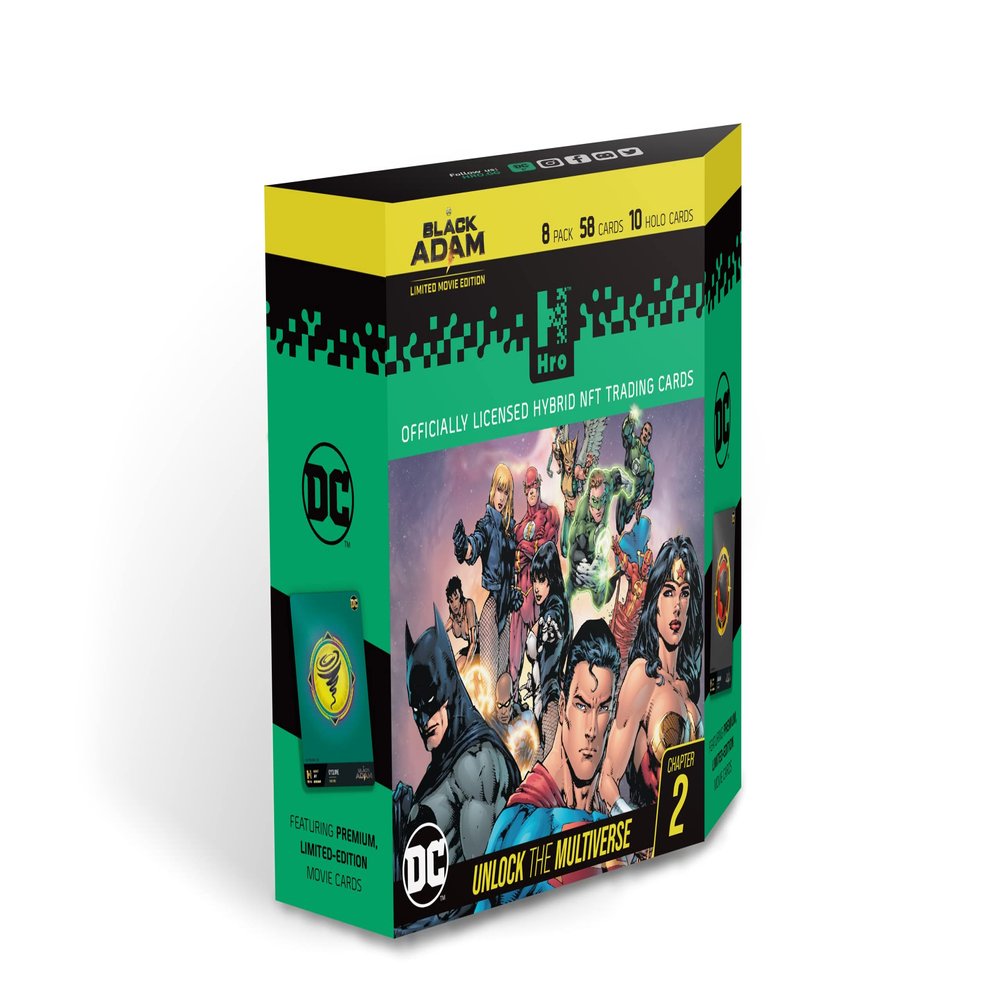 HRO DC Comics Unlock The Multiverse | Chapter 2: 8-Pack Premium Starter Box, Hybrid NFT Trading Cards, 58 Trading Cards Pack (10035891-0001)