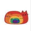 3 Rainbow Cats Sticker Cute Funny Kitty Sitting Silly Weird Unique Cool view 1