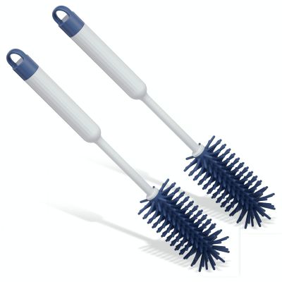2 Pack LeLuv Cleaning Brush Hypoallergenic Silicone Bristles - 13 Inch Length Overall for Vacuum Pump Cylinders - Grey