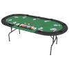Gecheer Folding Poker Table, 9-Player Oval Green MDF Tabletop with Polyester Upholstery, Artificial Leather Armrests, Cup Holders, Dealer Tray, Foldable Design for Home Poker Games view 1