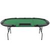 Gecheer Folding Poker Table, 9-Player Oval Green MDF Tabletop with Polyester Upholstery, Artificial Leather Armrests, Cup Holders, Dealer Tray, Foldable Design for Home Poker Games view 3