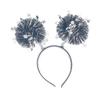 Dzrige Happy New Year Headband with Star Boppers & Silver Tinsel, Glitter New Years Head Boppers Headband for New Year Birthday Carnival Party Props Decoration view 2