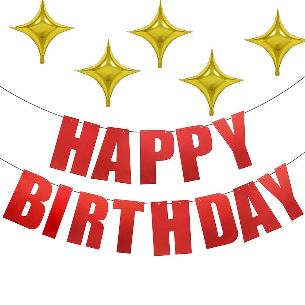 BIEUFBJI Red Happy Birthday Banner - Birthday Party Decorations - Girls Boys Birthday Decorations-Happy Birthday Banner