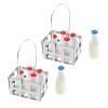 ECSiNG 2 Sets Miniature Milk Bottle Basket Set Dollhouse Milk Bottles Set with Basket Dollhouse Furniture Accessories for 1/6 Or 1/12 Dollhouse Decor view 1