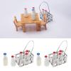 ECSiNG 2 Sets Miniature Milk Bottle Basket Set Dollhouse Milk Bottles Set with Basket Dollhouse Furniture Accessories for 1/6 Or 1/12 Dollhouse Decor view 2