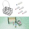 ECSiNG 2 Sets Miniature Milk Bottle Basket Set Dollhouse Milk Bottles Set with Basket Dollhouse Furniture Accessories for 1/6 Or 1/12 Dollhouse Decor view 3