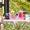 100 Pcs Inflatable Drink Holders Flamingo Drink Floats Mini Drink Floaties Floating Drink Holder Flamingo Inflates Coasters with a Pump Cylinder for Kids Adults Bath Swimming Pool Party (Pink) view 2