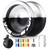 MAGICYOYO V3 Professional Responsive Yoyo, Metal Alloy Yoyo for Beginner Adults, Dual Purpose Yo yo with 12 Yo-yo Strings + KK Bearing + Bearing Removal Tool + Axle + Storage Bag (Black-and-Silver) view 1