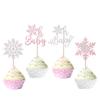 24 Pack Snowflake Cupcake Toppers Glitter Winter Oh Baby Cupcake Picks Winter Frozen Cake Decorations Snowflake Christmas Baby Shower Kids Birthday Party Supplies Pink view 1