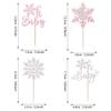 24 Pack Snowflake Cupcake Toppers Glitter Winter Oh Baby Cupcake Picks Winter Frozen Cake Decorations Snowflake Christmas Baby Shower Kids Birthday Party Supplies Pink view 2