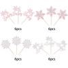 24 Pack Snowflake Cupcake Toppers Glitter Winter Oh Baby Cupcake Picks Winter Frozen Cake Decorations Snowflake Christmas Baby Shower Kids Birthday Party Supplies Pink view 3