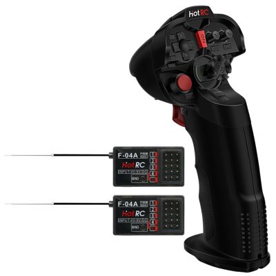 havcybin HOTRC DS-4A 2.4G 4 Channel Single Hand RC Radio Transmitter with 4CH Receiver for RC Car Boat Drone Airplane (W/ 2 RX)
