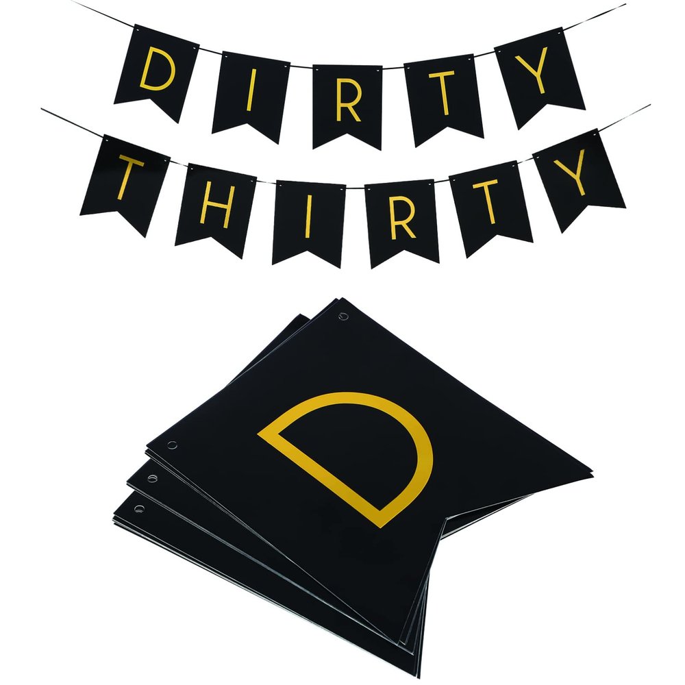Abaodam Dirty Thirty Birthday Banner Creative Foil Decoration Fun Party Supplies for Anniversary Celebrations Easy to Install Decorative Banner for Memorable Moments