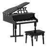 Costzon Classical Kids Piano, 30 Keys Wood Toy Grand Piano with Music Stand and Bench, Mini Musical Toy for Child, Ideal for Children's Room, Toy Room, Best Gifts (Straight Leg, Black) view 1