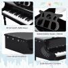 Costzon Classical Kids Piano, 30 Keys Wood Toy Grand Piano with Music Stand and Bench, Mini Musical Toy for Child, Ideal for Children's Room, Toy Room, Best Gifts (Straight Leg, Black) view 2