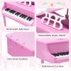 Costzon Classical Kids Piano, 30 Keys Wood Toy Grand Piano with Music Stand and Bench, Mini Musical Toy for Child, Ideal for Children's Room, Toy Room, Best Gifts (Straight Leg, Pink) view 2