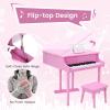 Costzon Classical Kids Piano, 30 Keys Wood Toy Grand Piano with Music Stand and Bench, Mini Musical Toy for Child, Ideal for Children's Room, Toy Room, Best Gifts (Straight Leg, Pink) view 3