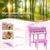 Costzon Classical Kids Piano, 30 Keys Wood Toy Grand Piano with Music Stand and Bench, Mini Musical Toy for Child, Ideal for Children's Room, Toy Room, Best Gifts (Straight Leg, Pink) view 4