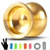 JOLESHARE Professional Unresponsive Yoyo for Pros and Responsive Yoyos for Kids Beginners, Package Includes Replaceable Responsive Bearings, yo-yo Gloves, and 5 yo-yo Cords(Gold) view 1