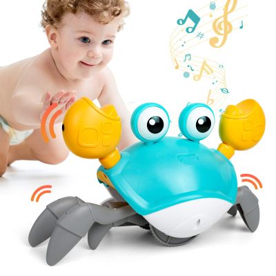BIBIELF Crawling Crab Baby Toy Baby Sensory Toys Tummy Time Toy Gifts for Boy Girl with Auto Crawl System Music for Walking Toddler Birthday Gift