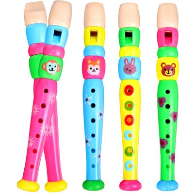 4pcs Small Wooden Recorders for Toddlers,Wooden Colorful Piccolo Flute Toys Learning Rhythm Musical Instrument for Boys Girls Early Education Music Sound Toys,Random Color