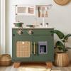 ROBOTIME Play Kitchen with Pretend Ice Cube Dispenser for Toddler, Wooden Kids Kitchen Play Set, Toy Kitchen Set for Kids Age 3 4 5 6 7 (Vintage Green) view 1