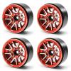 TREAL 1.9" Beadlock Wheel Rims (4pcs) for 1:10 RC Crawler Axial SCX10 III SCX10 II TRX-4 RC Car -Type L (Red) view 1