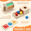 Sratte 3 Pcs Wooden Baby Toys Set, Object Permanence Box, Rainbow Drum, Colorful Multiple Shape Puzzles Toys, Preschool Toys Set for 6-12 Month Infant 1 2 3 Year Old Toddlers Babies view 2