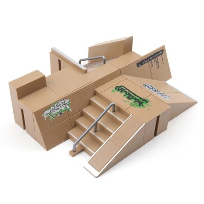 Garhelper Fingerboard Skatepark with 3 Finger Skateboards, Mini Finger Skateboard Fingerboard Park Kit Set, Creative Finger Skateboards with Ramps and Stairs for Kids Toys Gift