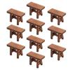 10pcs Kids 1:12 Miniature Dollhouse Foot Stool Simulation Retro Dollhouse Wooden Stool for Dollhouse Accessories view 1