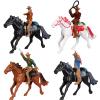 Cowboy Toys Riding Horse Figurines: 4Pcs Cowboy Action Figure Western Rodeo Toys - Plastic Horses Figures with Rider for Kids Toddlers, Model Ranches, Miniature Scenes, Farm World, 4.32x2.75in view 1