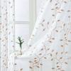 HooHero High Grade Small Leave Embroidered Sheer Curtains Rod Pocket for Living Kids Room Bedroom Nursery(2 Panels, W 50 x L 90 inch, Beige) view 3