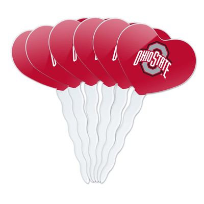 The Ohio State University Primary Logo Heart Love Cupcake Picks Toppers Decoration Set of 6