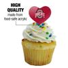 The Ohio State University Primary Logo Heart Love Cupcake Picks Toppers Decoration Set of 6 view 3