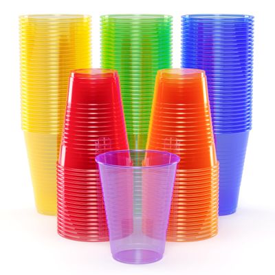 Exquisite Neon Cups 240 Pack 12 Oz | Colored Plastic Cups | Ideal For Blacklight Glow In The Dark Parties, Birthdays Or Any Event | Disposable, Food Safe