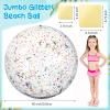 60 Inch Giant Beach Ball Large Inflatable Ball Glitter Beach Ball Jumbo Swimming Pool Ball Clear Confetti Balls with 8 TPU Repair Tape for Kids and Adults Summer Beach Pool Party Favor, 5 Feet view 2