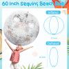 60 Inch Giant Beach Ball Large Inflatable Ball Glitter Beach Ball Jumbo Swimming Pool Ball Clear Confetti Balls with 8 TPU Repair Tape for Kids and Adults Summer Beach Pool Party Favor, 5 Feet view 3