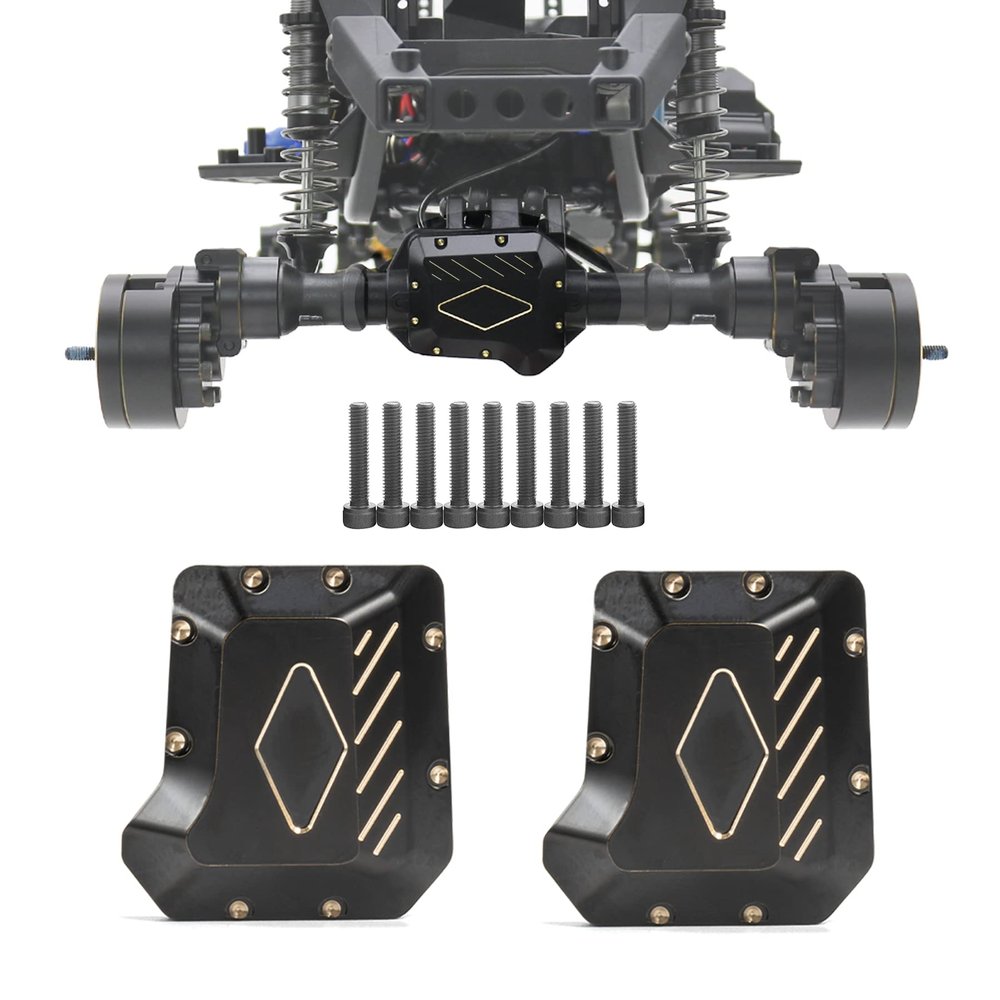 AMK TRX4 Brass Diff Cover 2PCS Front and Rear Axle Diff Cover TRX4 Portal Axle Housing for 1/10 RC Crawler TRX6 TRX4 Upgrade Parts