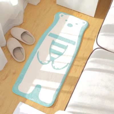 Cute Soft Animal Shaped Area Rug Bathroom Kitchen Floor Absorbent Non-Slip Doormat Children Play Room Floor Mat Cute Bedroom Mat, 19in*47in (White Bear, 19in*47in)