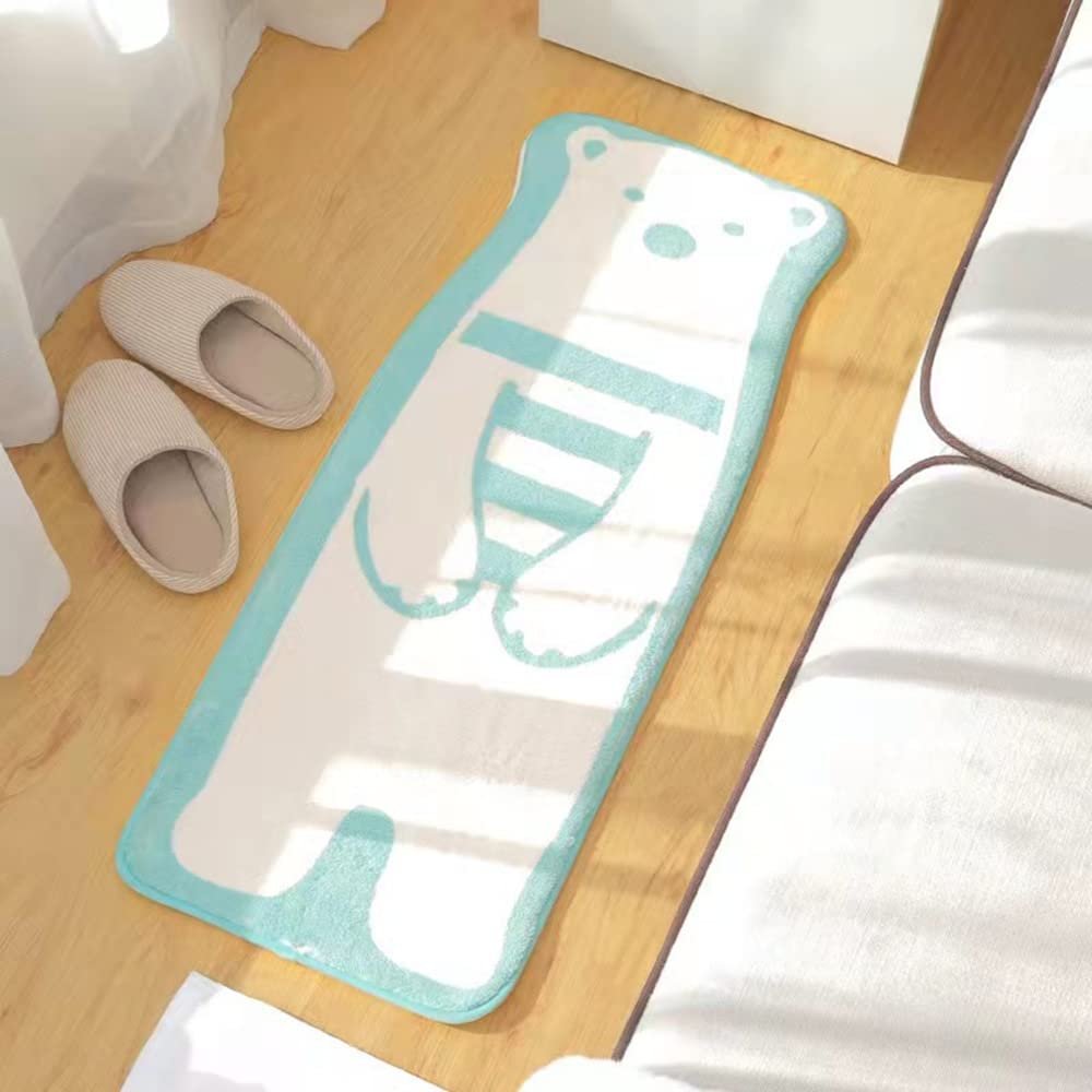 Cute Soft Animal Shaped Area Rug Bathroom Kitchen Floor Absorbent Non-Slip Doormat Children Play Room Floor Mat Cute Bedroom Mat, 19in*47in (White Bear, 19in*47in)