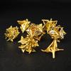 Wemune DND Dice Set, 7 Pcs Brass Gold Leaf Metal Cutout Polyhedral Dungeons and Dragons Dice for MTG, TRPG Role Playing Dice Game, Creative Gifts view 1