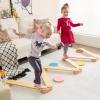 Costzon Montessori Wooden Balance Beam Step Stones, 12-pcs Kids Gymnastics Obstacle Course Balance Board Playset for Coordination, Motor Skills, Natural Development Toy Gift for Age 3+ Years view 2