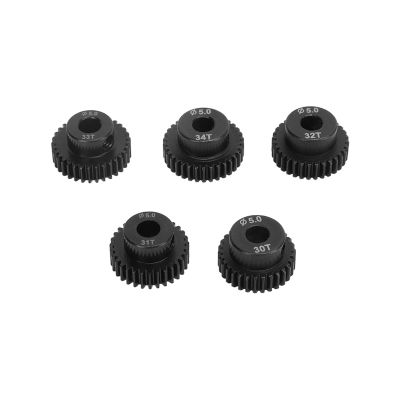 VGEBY 5 Pcs RC Pinion Gear Set, 48DP 5.0mm 30T 31T 32T 33T 34T High Hardness 1:10 RC Car Spare Pinion Gear Part Gears & Differentials