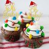 24 PCS Oh Baby Christmas Cupcake Toppers Glitter Santa Hat Christmas Oh Baby Cupcake Picks Baby Shower Cake Decorations for Merry Christmas Theme Baby Shower Kids Birthday Party Supplies Gold view 3